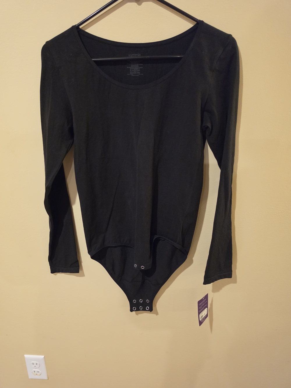 Scoop-Neck Black Long-Sleeve Bodysuit